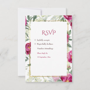 Cartons Réponse Mariage d'aquarelle rose Romance intemporel