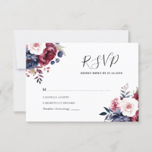 Cartons Réponse Mariage d'aquarelle rouge rousse rose pâle
