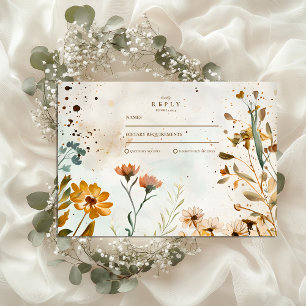Cartons Réponse Mariage d'aquarelle Russe Fleur sauvage