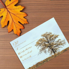 Cartons Réponse Mariage d'automne sous un chêne rustique