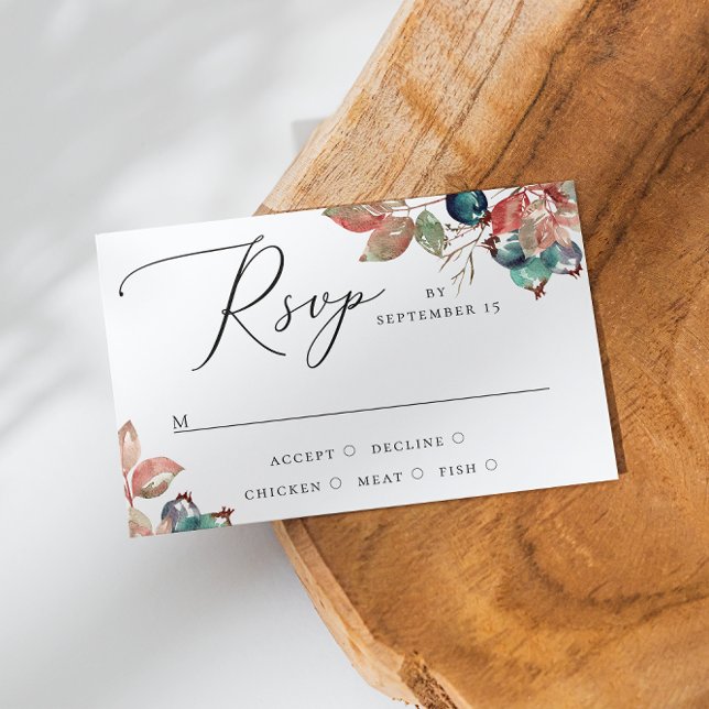 Cartons Réponse Mariage de bleuet de chute d'aquarelle. Jardin fle (Créateur téléchargé)