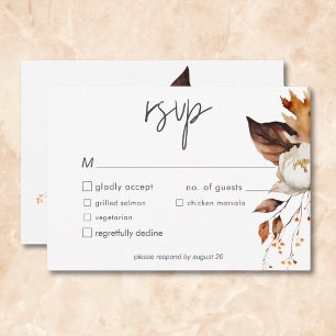 Cartons Réponse Mariage de cadre floral neutre à automne moderne