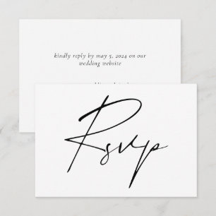 Cartons Réponse Mariage de calligraphie minimaliste moderne en lig