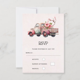 Cartons Réponse Mariage de camion Pink Vintage Farmer