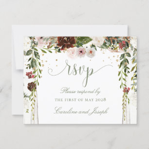 Cartons Réponse Mariage de canopée Chuppah Floral or étincelant