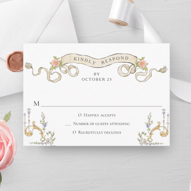 Cartons Réponse Mariage de charpente florale de Grace Orné Victori (Créateur téléchargé)