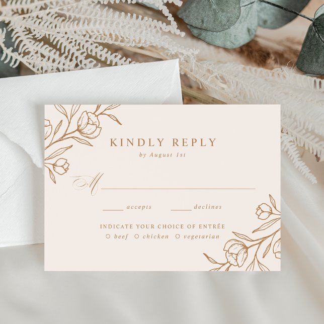 Cartons Réponse Mariage de choix de repas en cuivre floral (Créateur téléchargé)