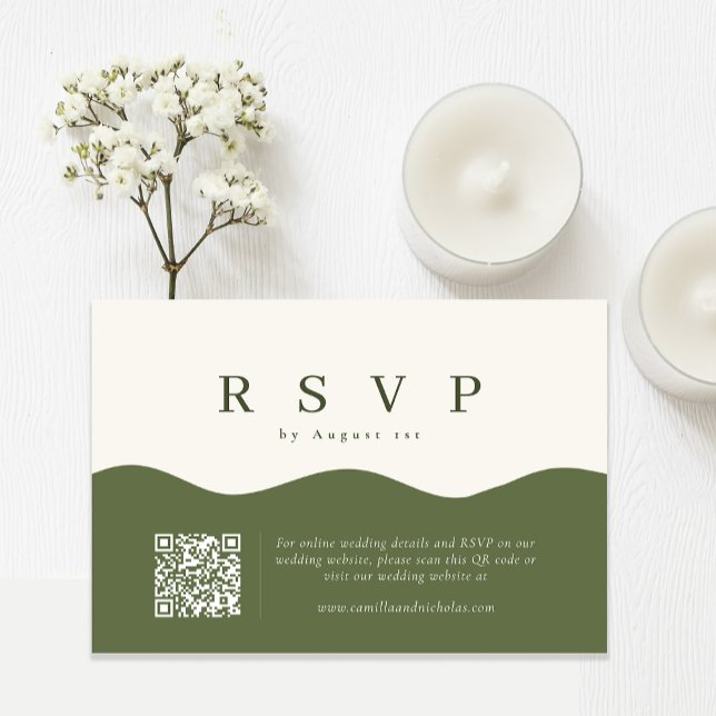 Cartons Réponse Mariage de code QR de courbe Wavy simple (Créateur téléchargé)