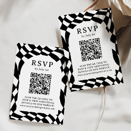 Cartons Réponse Mariage de code QR du tableau de bord noir et blan