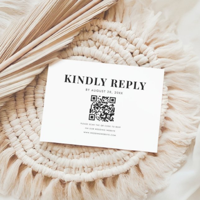 Cartons Réponse Mariage de code QR élégant en gras minimal (Créateur téléchargé)