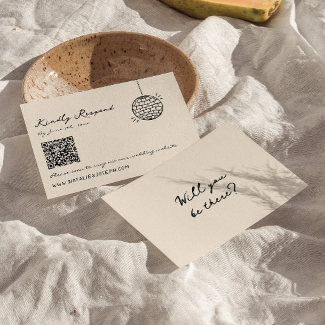Cartons Réponse Mariage de code QR irky tiré à la main rétro (Créateur téléchargé)