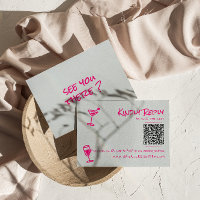 Mariage de code QR rose funky à main rétro