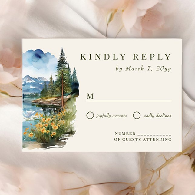 Cartons Réponse Mariage de Country Lake (RSVP card from the Country Lake wedding collection by Darling & May)