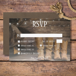 Cartons Réponse Mariage de cow-boy occidental rustique Barn & Boot