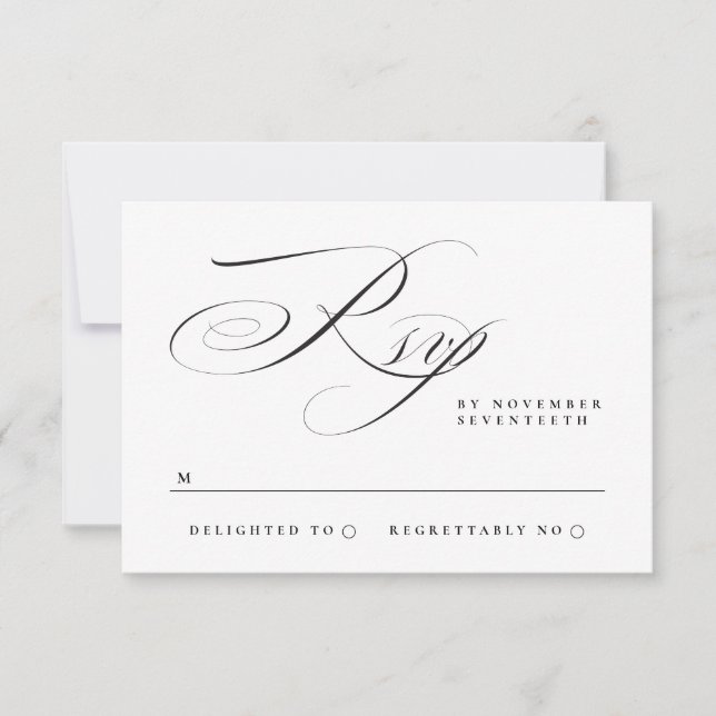 Cartons Réponse Mariage de Cravate noire classique simple (Devant)