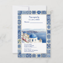 Mariage de destination à Santorin en carreaux bleu