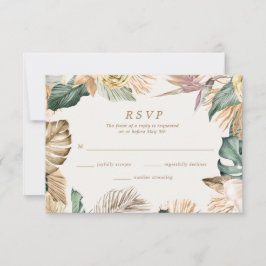 Cartons Réponse Mariage de Destination Floral Tropical sur la Plag