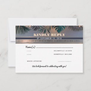 Cartons Réponse Mariage de destination sur la plage tropicale au c
