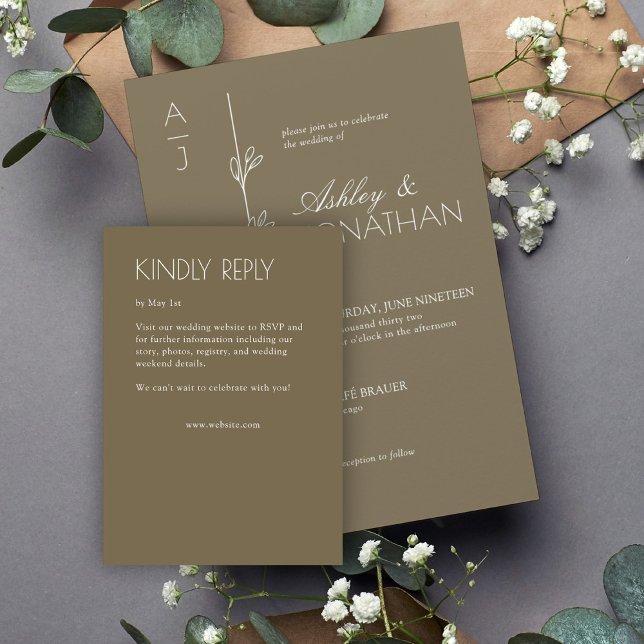Cartons Réponse Mariage de diviseur floral biologique moderne (Créateur téléchargé)