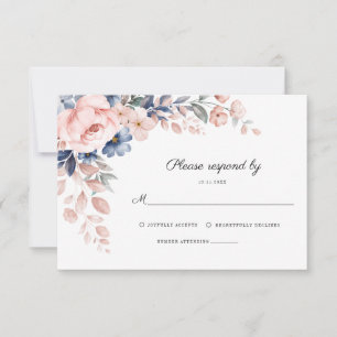 Cartons Réponse Mariage de feuillage botanique floral rose