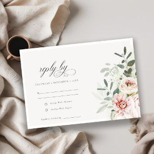 Cartons Réponse Mariage de feuillage Eucalyptus Pink