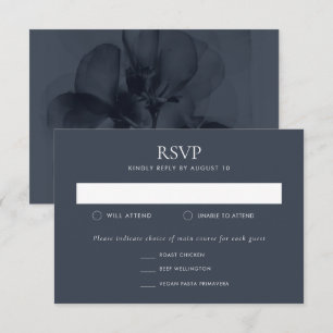 Cartons Réponse Mariage de fleurs bleues foncées Moody