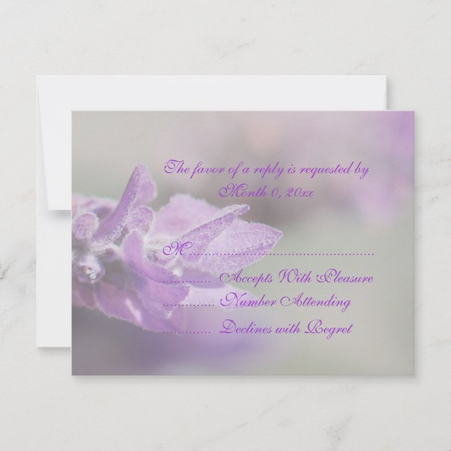 Cartons Réponse Mariage de fleurs de lavande violette | Personnali (Devant)