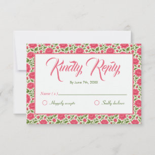 Cartons Réponse Mariage de fleurs roses romantiques