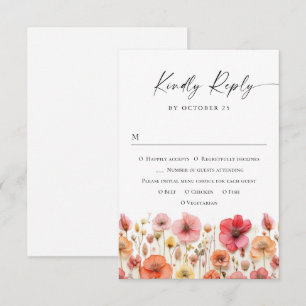 Cartons Réponse Mariage de fleurs sauvages Retro Pastel Rose Boho