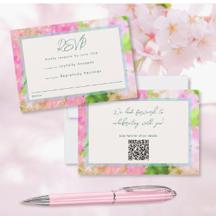 Cartons Réponse Mariage de Jardin Élégant aux Hydrangeas Roses à l