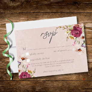 Cartons Réponse Mariage de jardin floral romantique en Bourgogne Q