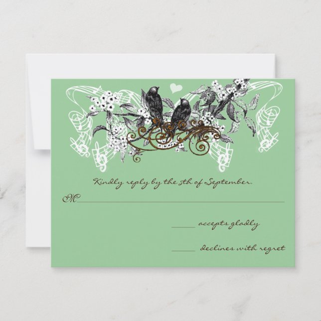 Cartons Réponse Mariage de la branche Fleurs blanches Inséparables (Devant)