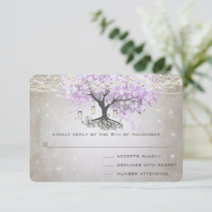 Cartons Réponse Mariage de la feuille de coeur de lavande radiante