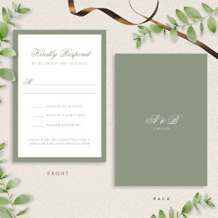 Cartons Réponse Mariage de la frontière du Monogramme vert de la z