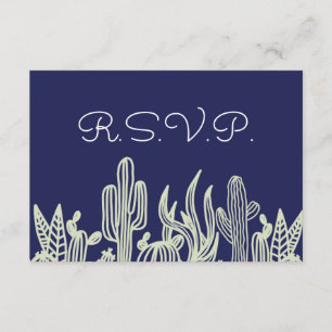 Cartons Réponse Mariage de la marine moderne Starry Sky et Cactus
