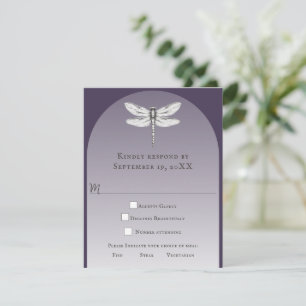 Cartons Réponse Mariage de libellules violettes foncées