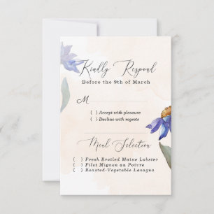 Cartons Réponse Mariage de marguerite violet rustique Peach