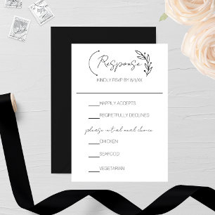 Cartons Réponse Mariage de monogramme à feuilles chics moderne