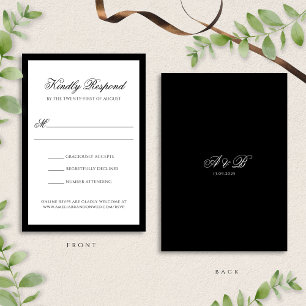 Cartons Réponse Mariage de monogramme classique à Cravate noire