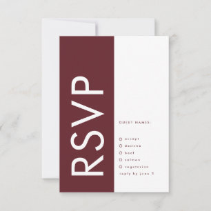 Cartons Réponse Mariage de monogramme Ultra Moderne Gras Bourgogne