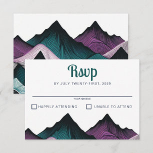 Cartons Réponse Mariage de montagne pourpre et Turquoise