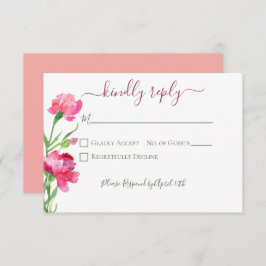 Cartons Réponse Mariage de notes pour les oeillets et les oubliett