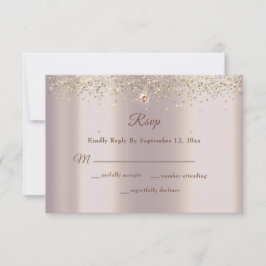 Cartons Réponse Mariage de Parties scintillant or Rose Glam