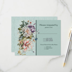Cartons Réponse Mariage de pelouse fleurie Aqua