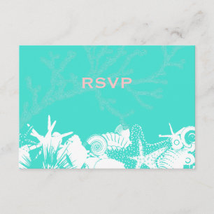 Cartons Réponse Mariage de plage Artsy turquoise de coquillages