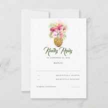 Mariage de plage Vase d'ananas floral tropical RSV
