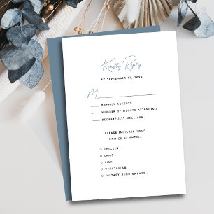 Cartons Réponse Mariage de script Whimsical moderne bleu Dusty