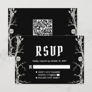 Cartons Réponse Mariage de Squelettes Gothiques Halloween en Noir