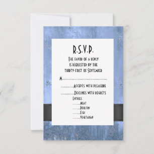 Cartons Réponse Mariage de style Grungy blue metal R.S.V.P
