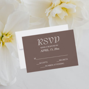 Cartons Réponse Mariage de Style Taupe Simple